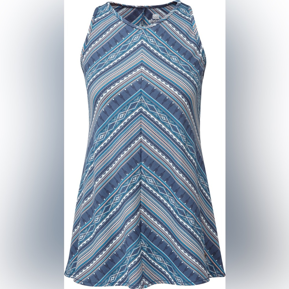 Sleeveless Blue Chevron Tank Top